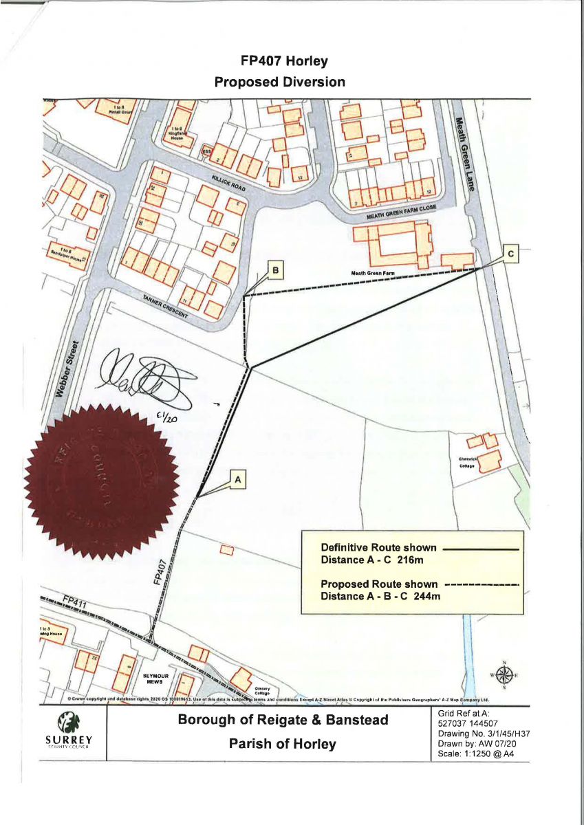 A map of the proposed footpath diversion