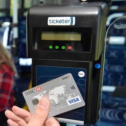 Picture of a contactless ticket machine on a Metrobus bus