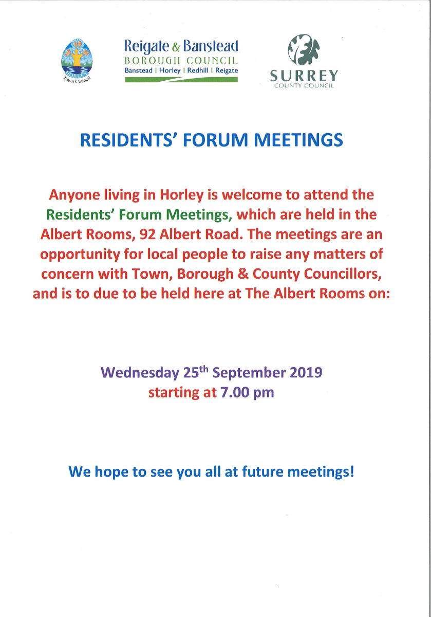 Poster advertising the resident's forum on September 25th, at 19:00.