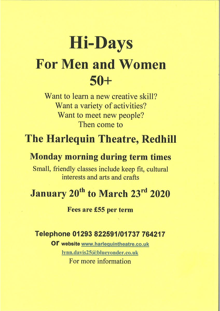 A leaflet advertising Hi-Days' 2020 spring term classes part 1/4