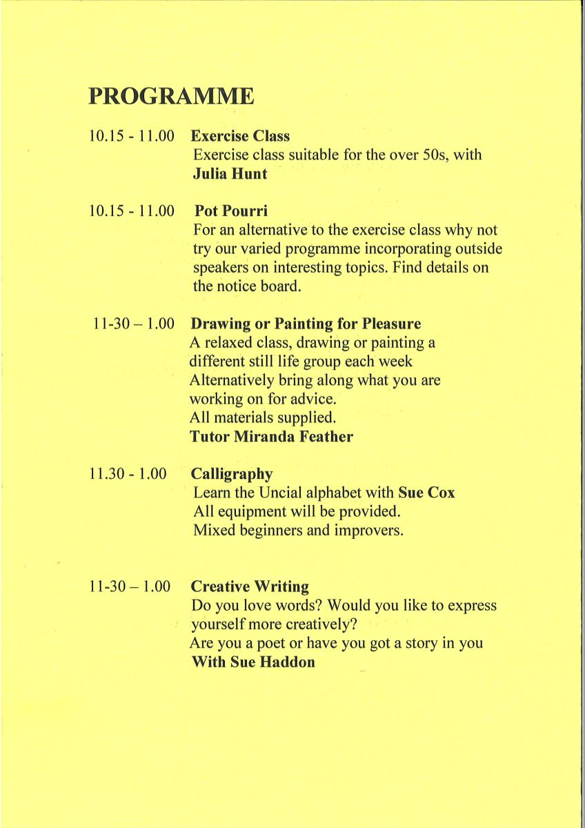 A leaflet advertising Hi-Days' 2020 spring term classes part 2/4