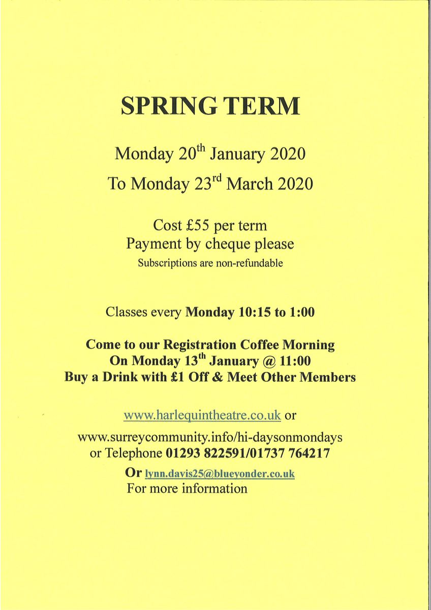 A leaflet advertising Hi-Days' 2020 spring term classes part 4/4