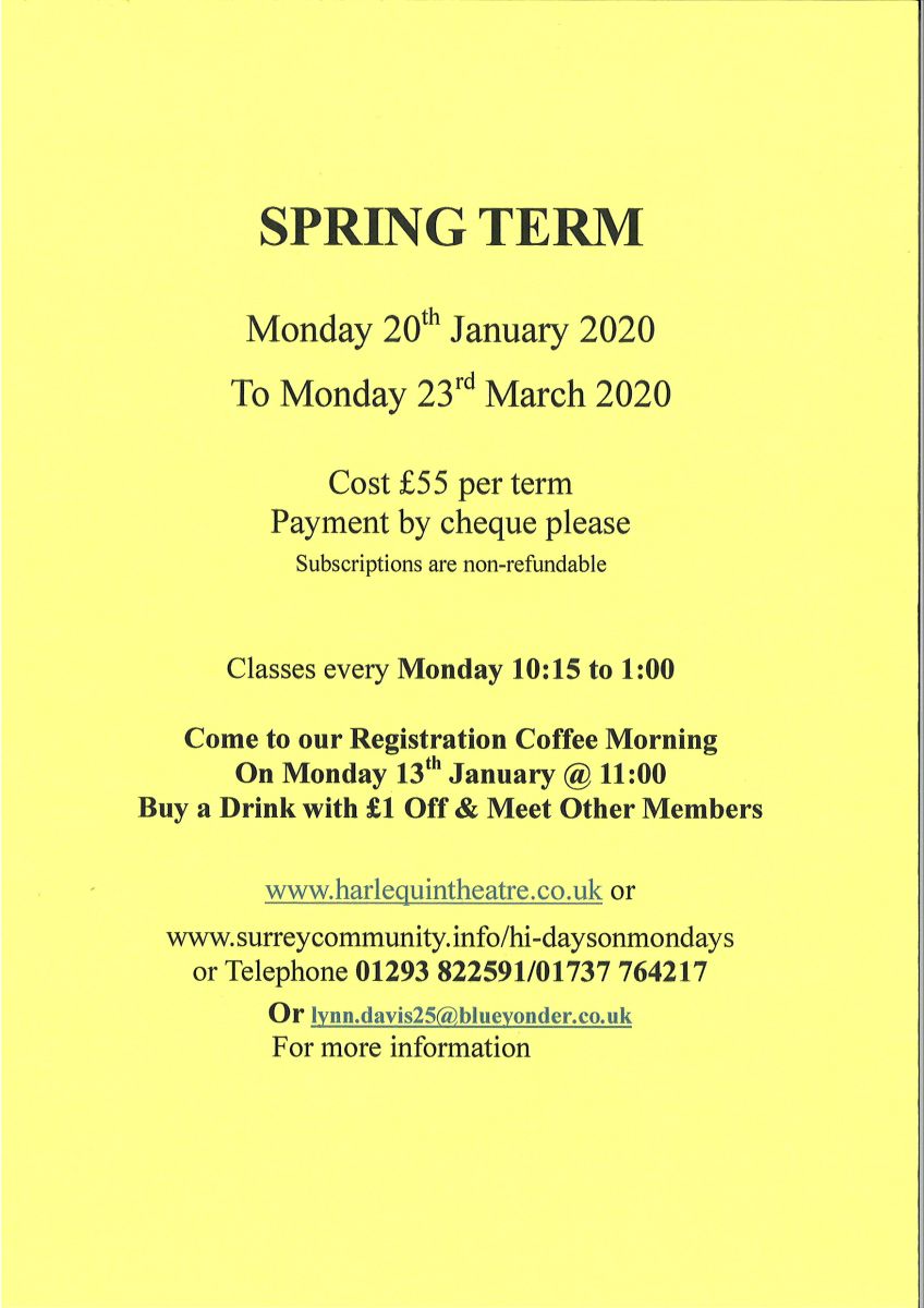 A leaflet advertising Hi-Days' 2020 spring term classes part 4/4